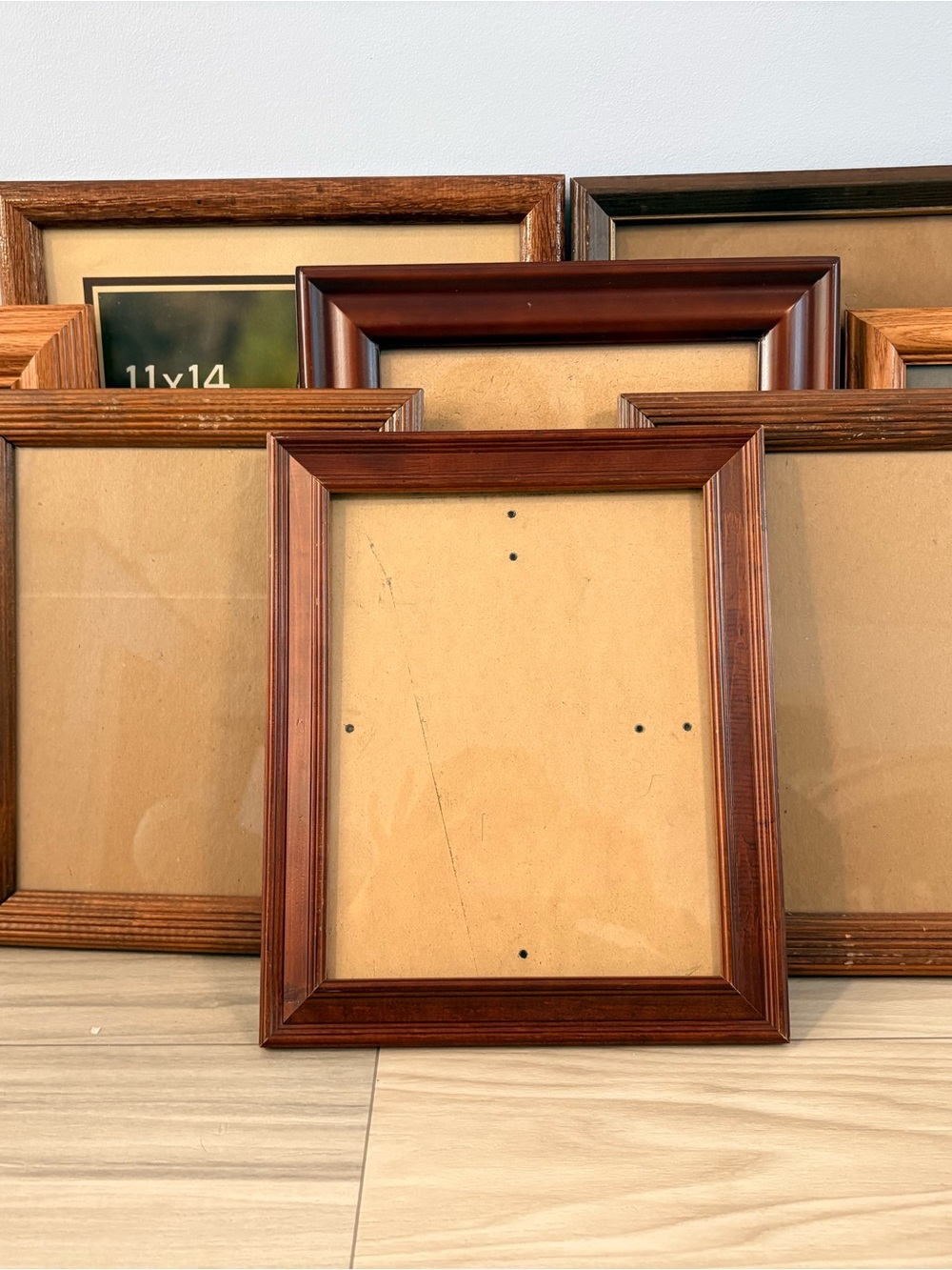 Vintage Wooden Gallery Wall Picture Frames Lot Mismatched Finishes - Set of 8